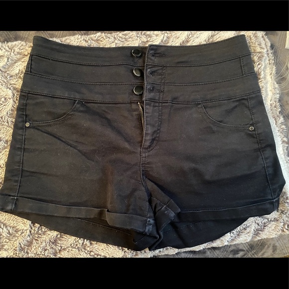 Black HighWaisted Shorts - Picture 1 of 2